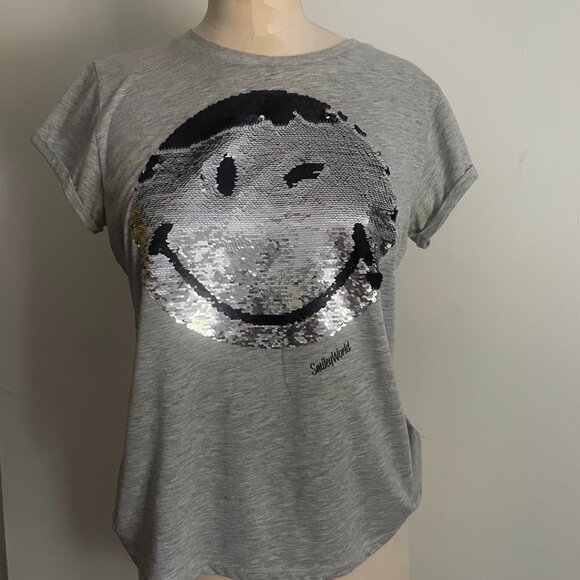 SmileyWorld Sequin Flip Graphic Tee - Picture 1 of 10